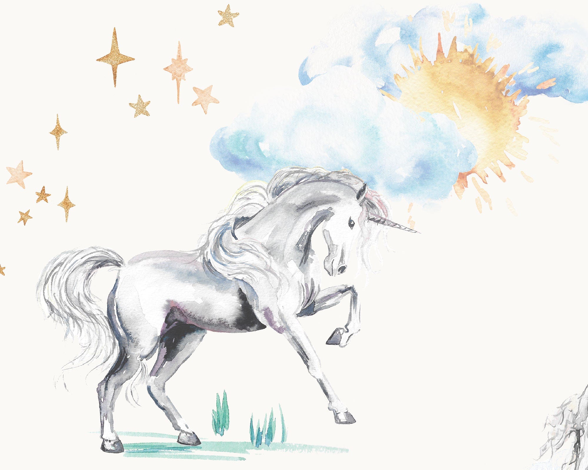 Unicorns and Rainbows Children's Wallpaper