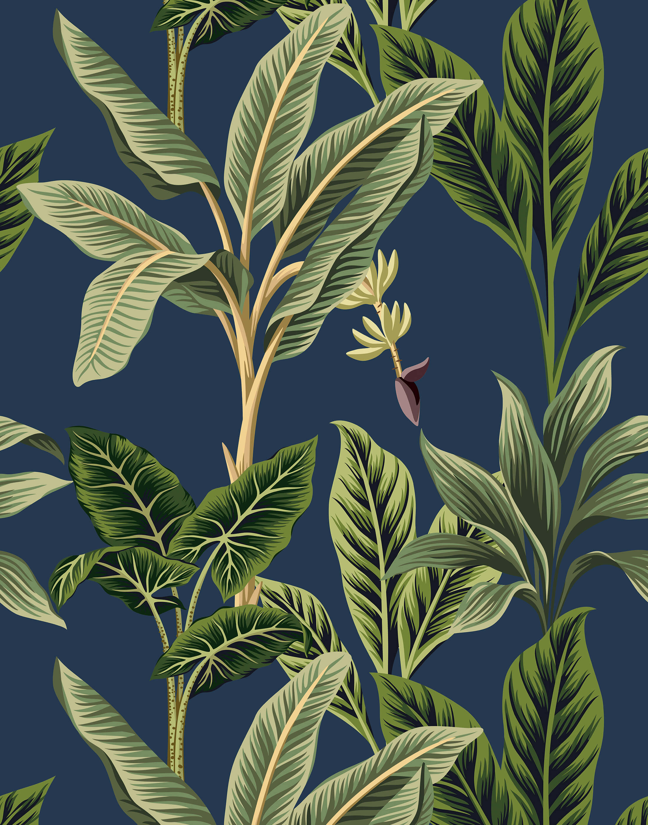 Flora Vintage Tropical Leaves Wallpaper