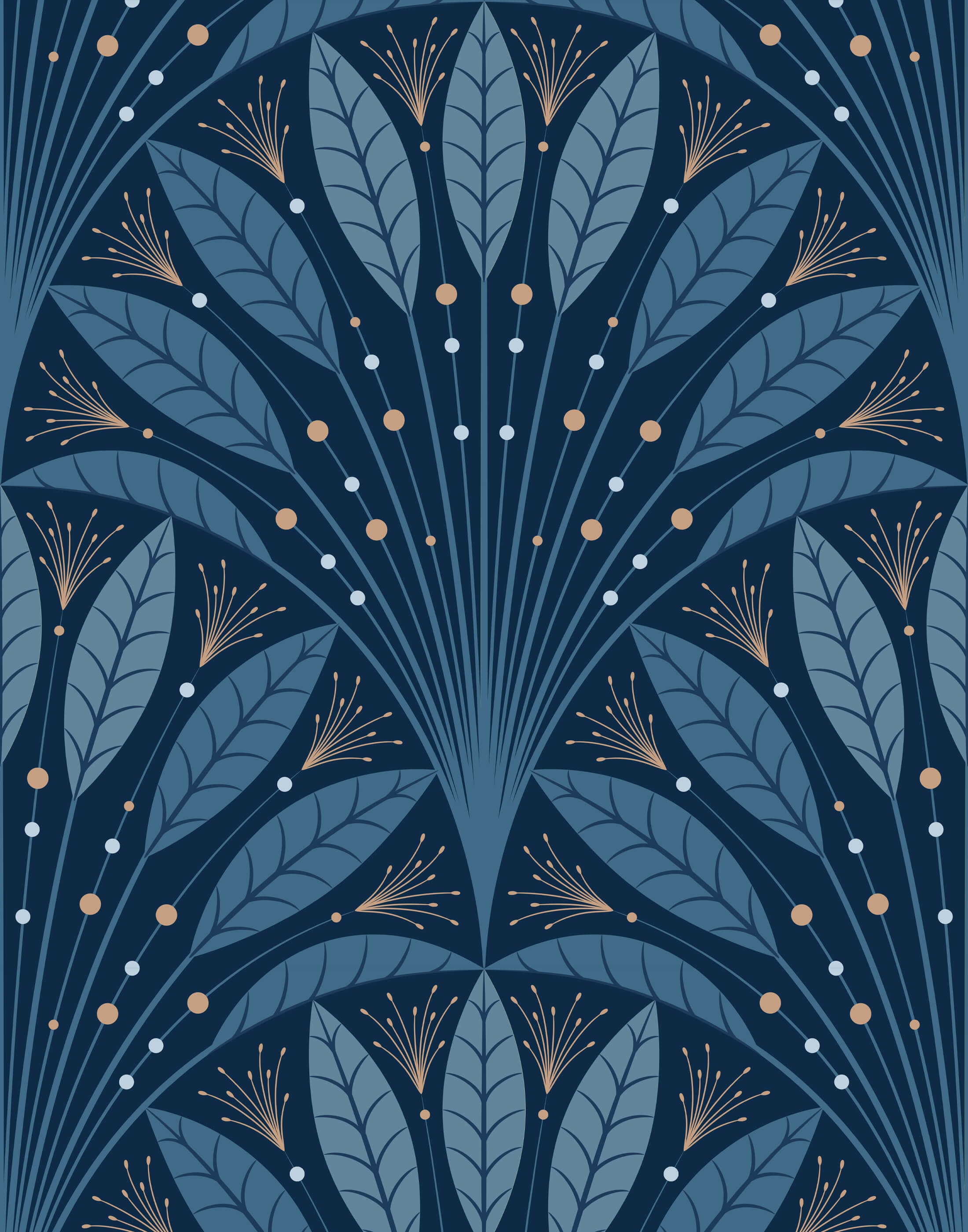 Frond Art Deco Leaf Fan Wallpaper
