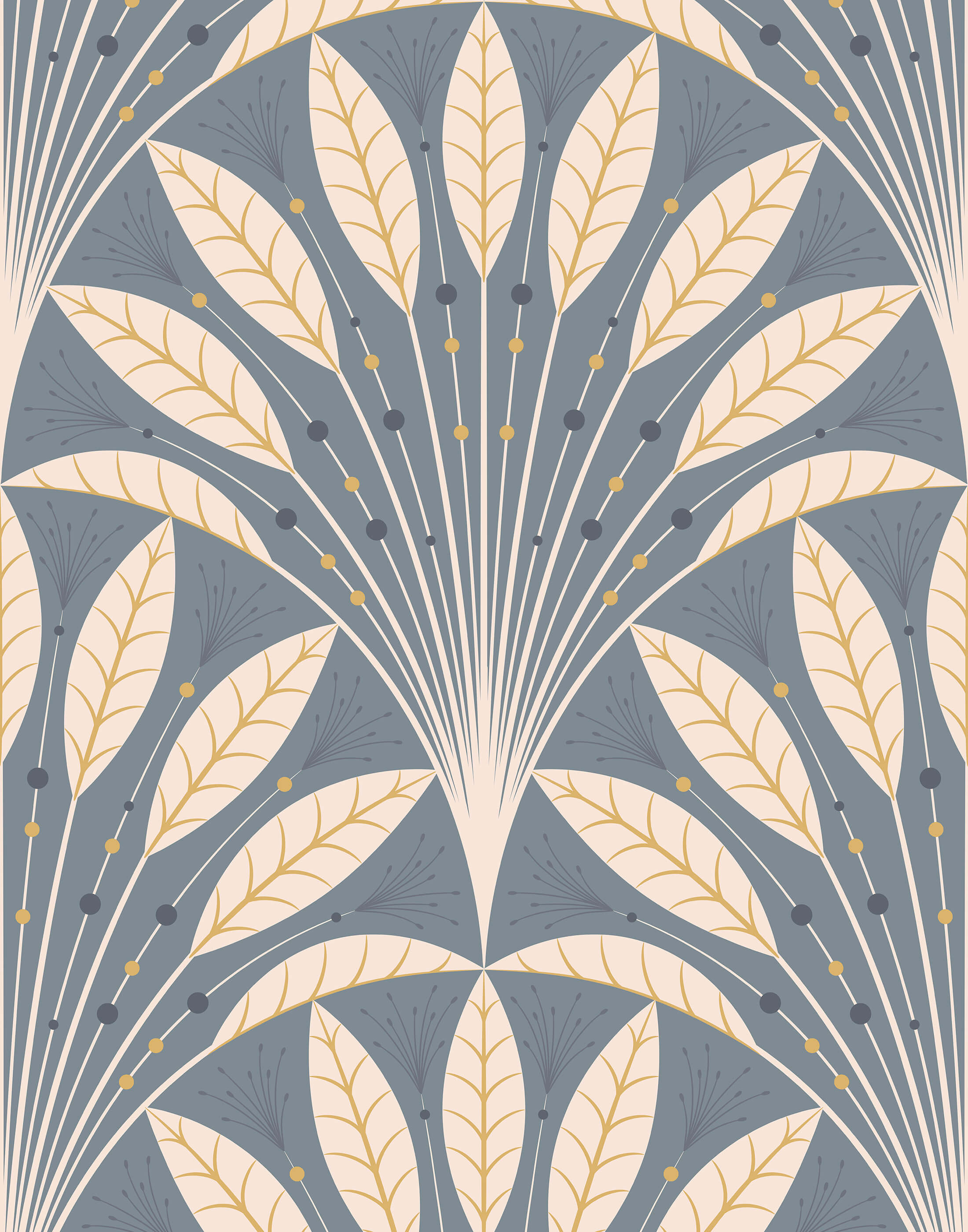 Frond Art Deco Leaf Fan Wallpaper