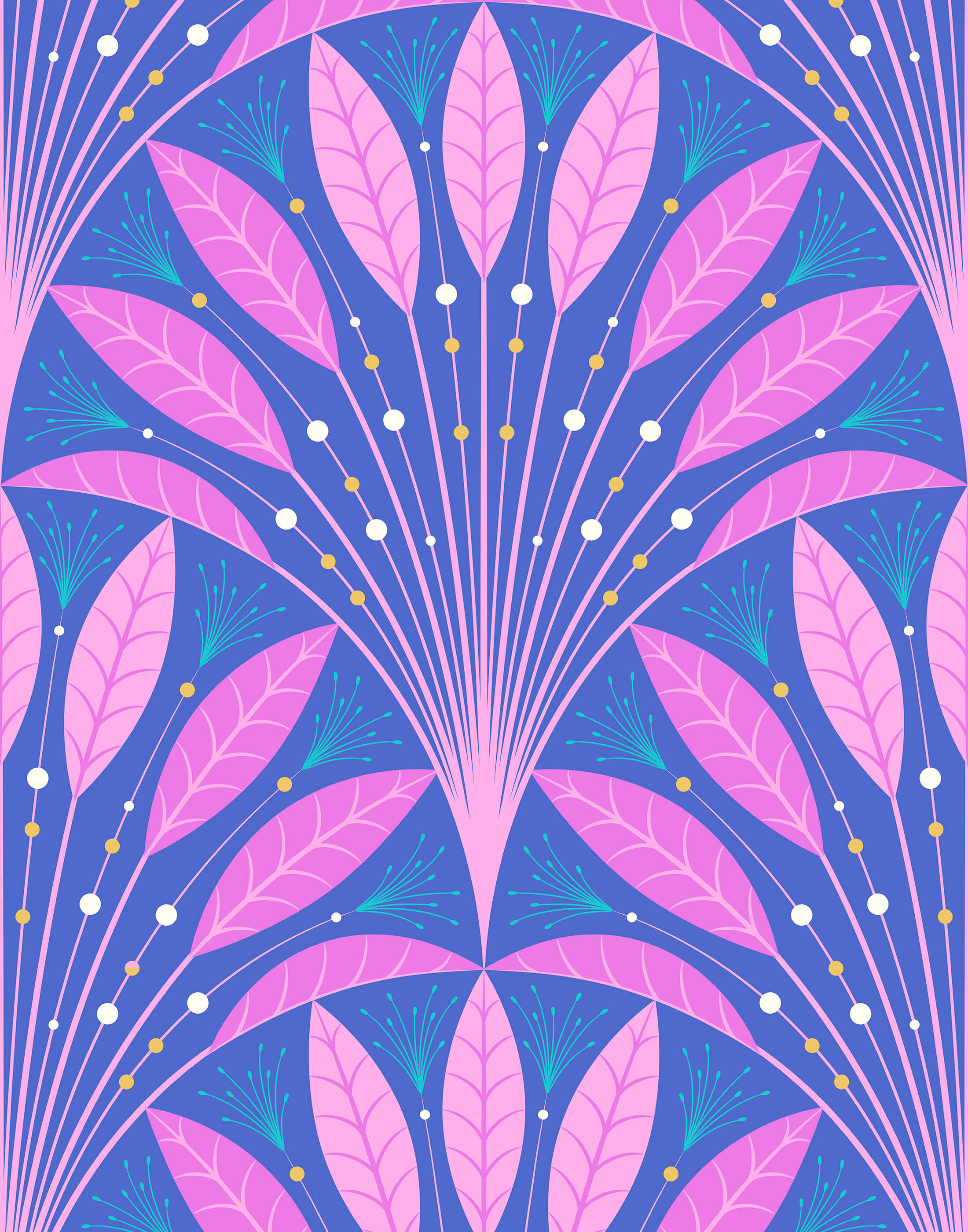 Frond Art Deco Leaf Fan Wallpaper