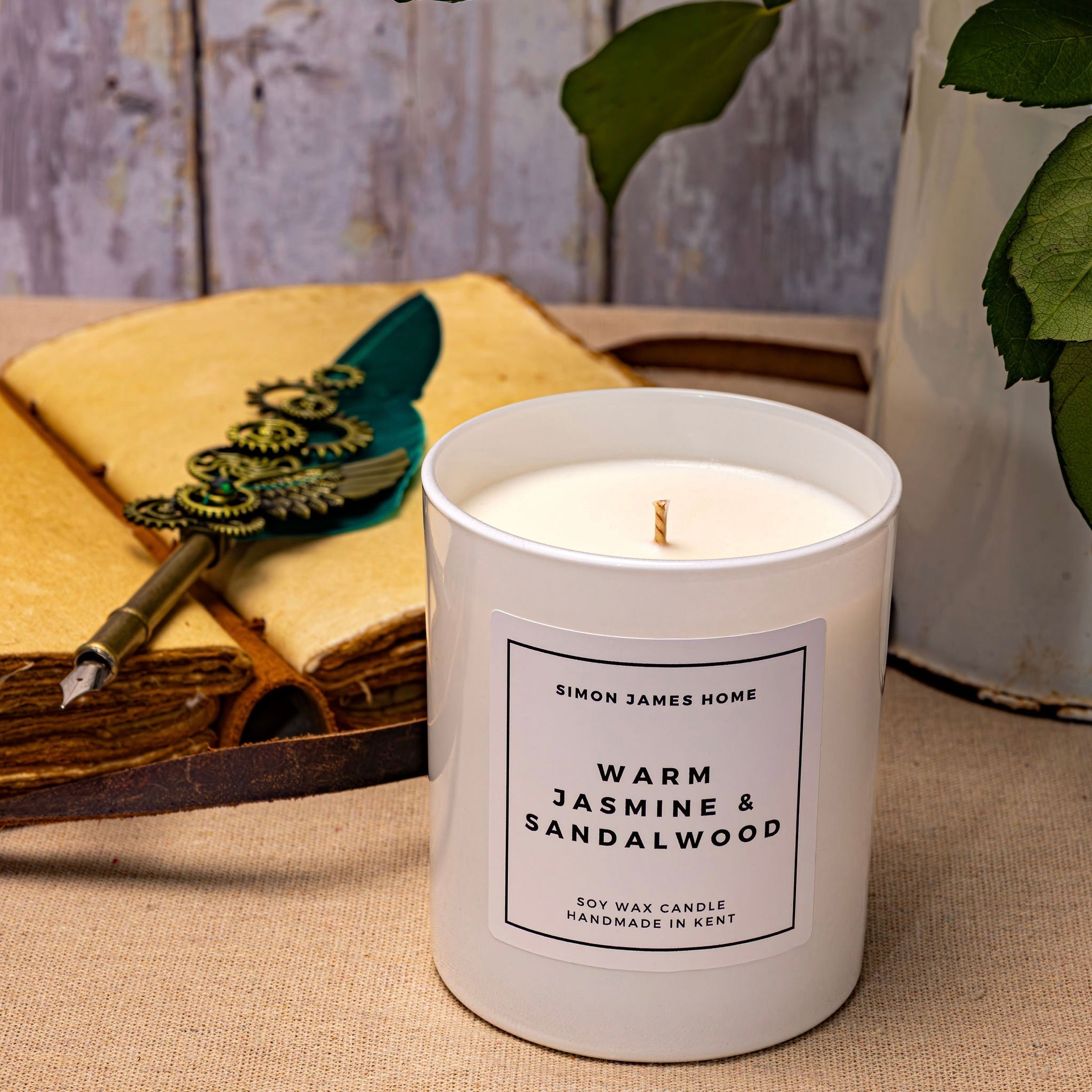 Warm Jasmine and Sandalwood Handmade Soy Wax Candle