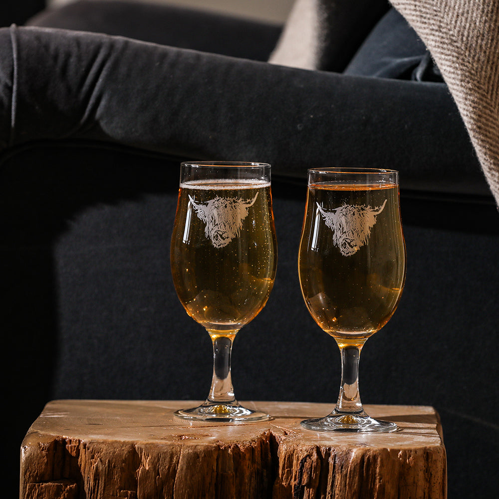 Highland Cow Craft Beer Glasses - Set of 2
