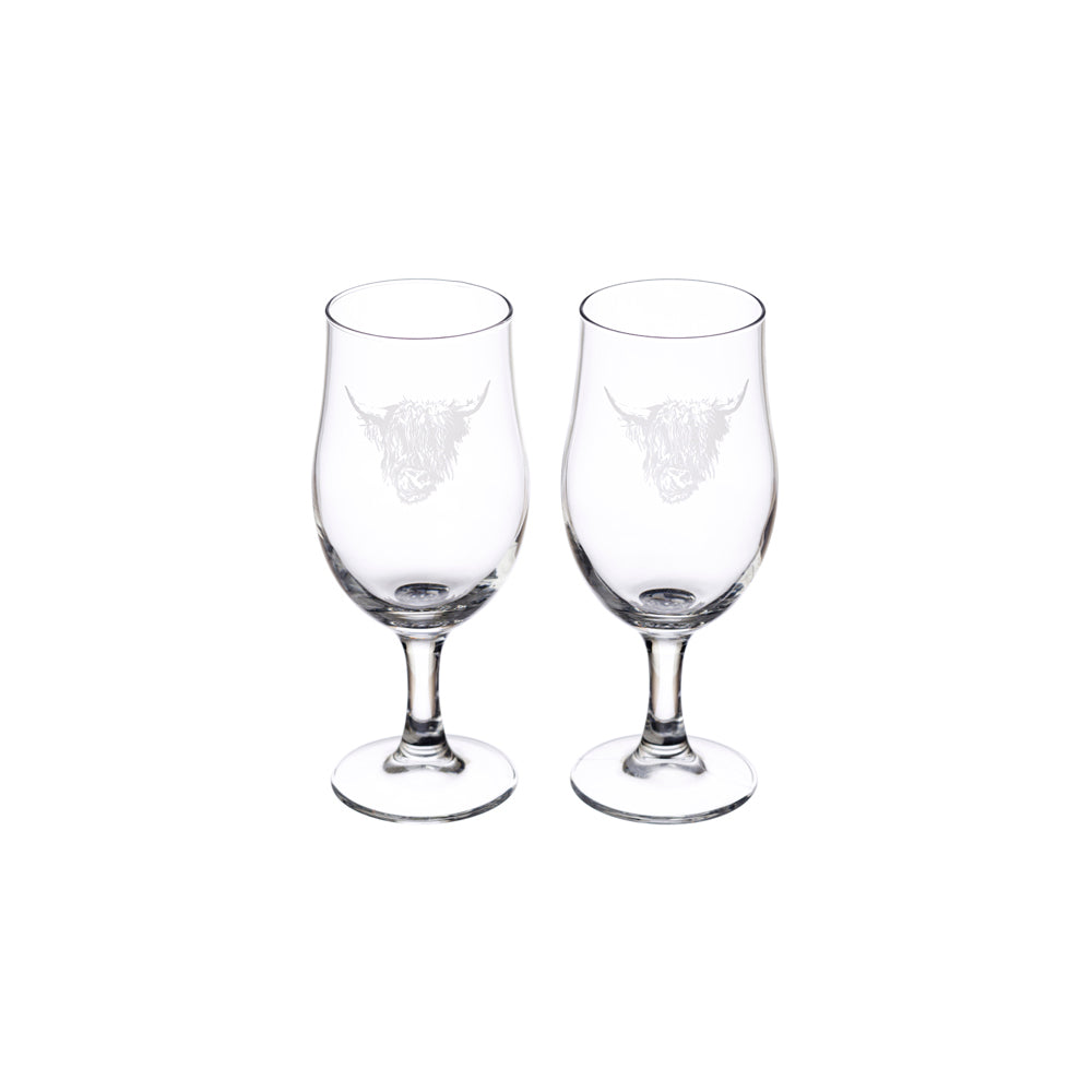 Highland Cow Craft Beer Glasses - Set of 2