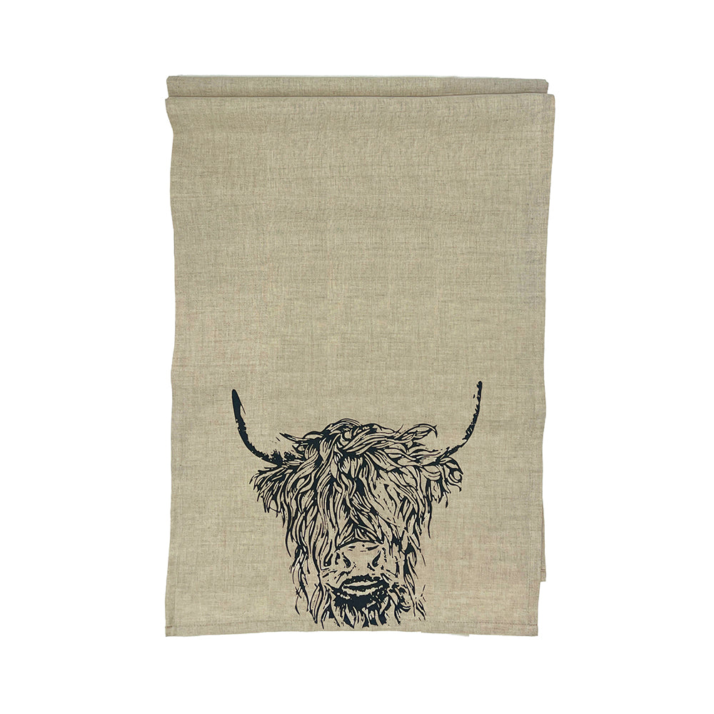 Highland Cow Linen Table Runner
