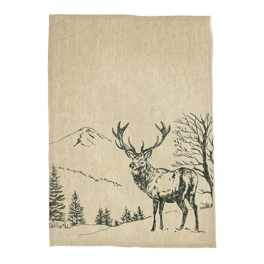 Scenic Stag Linen Tea Towel
