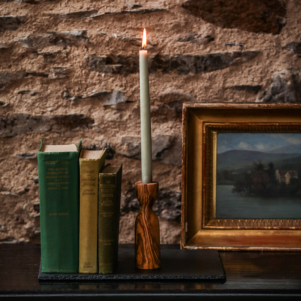 Olive Wood Large Candlestick Holder