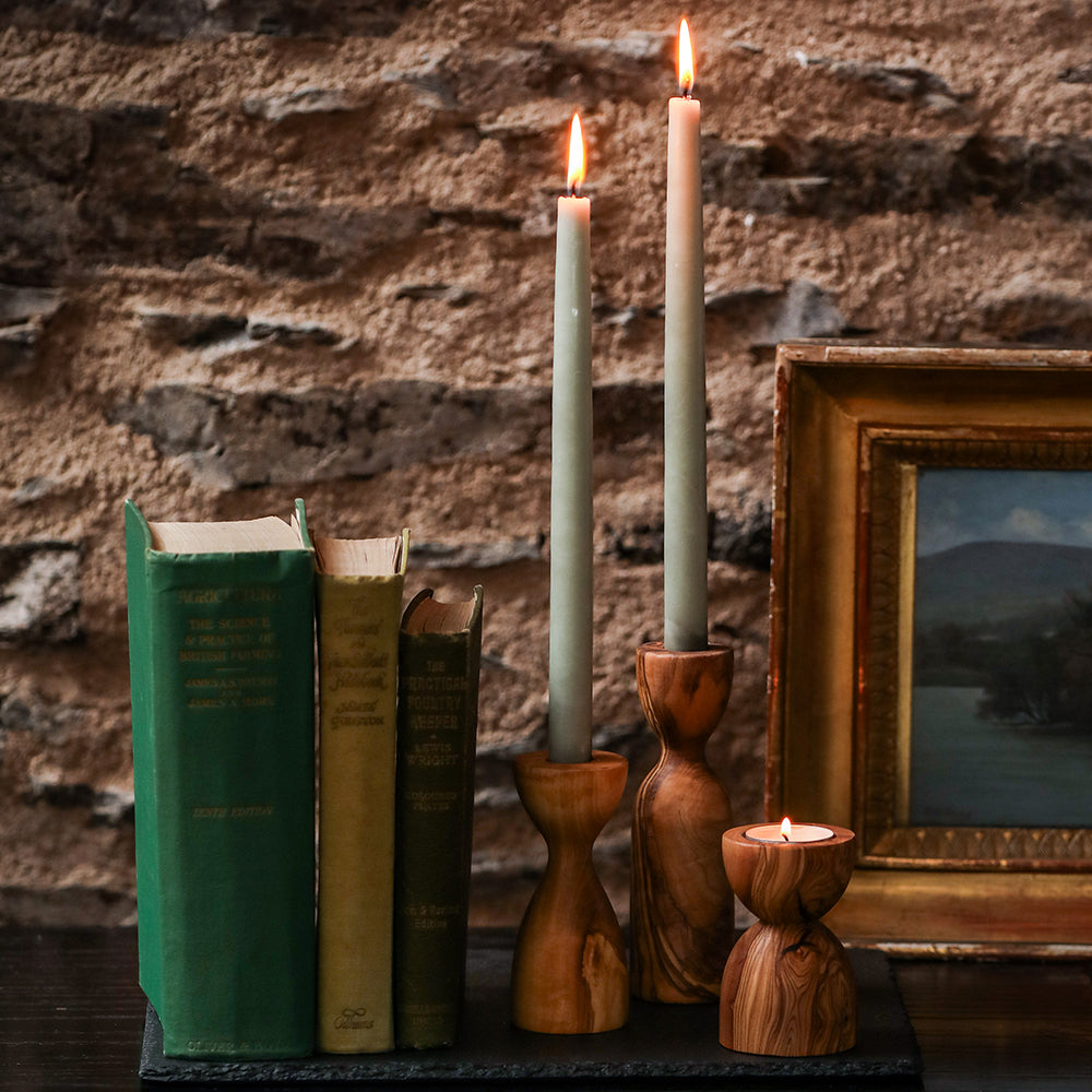Olive Wood Large Candlestick Holder
