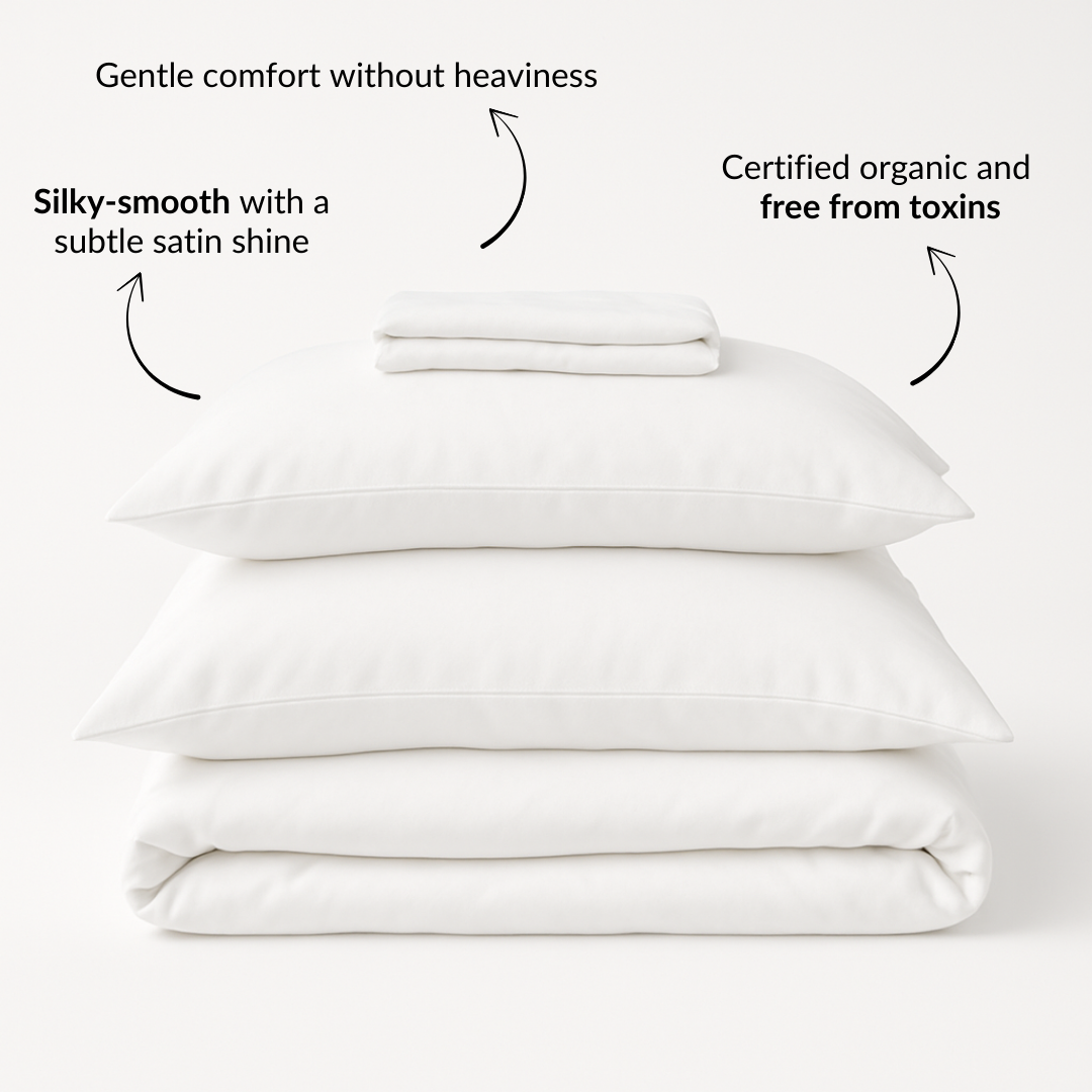 Organic Cotton Satin Bed Sheet Set