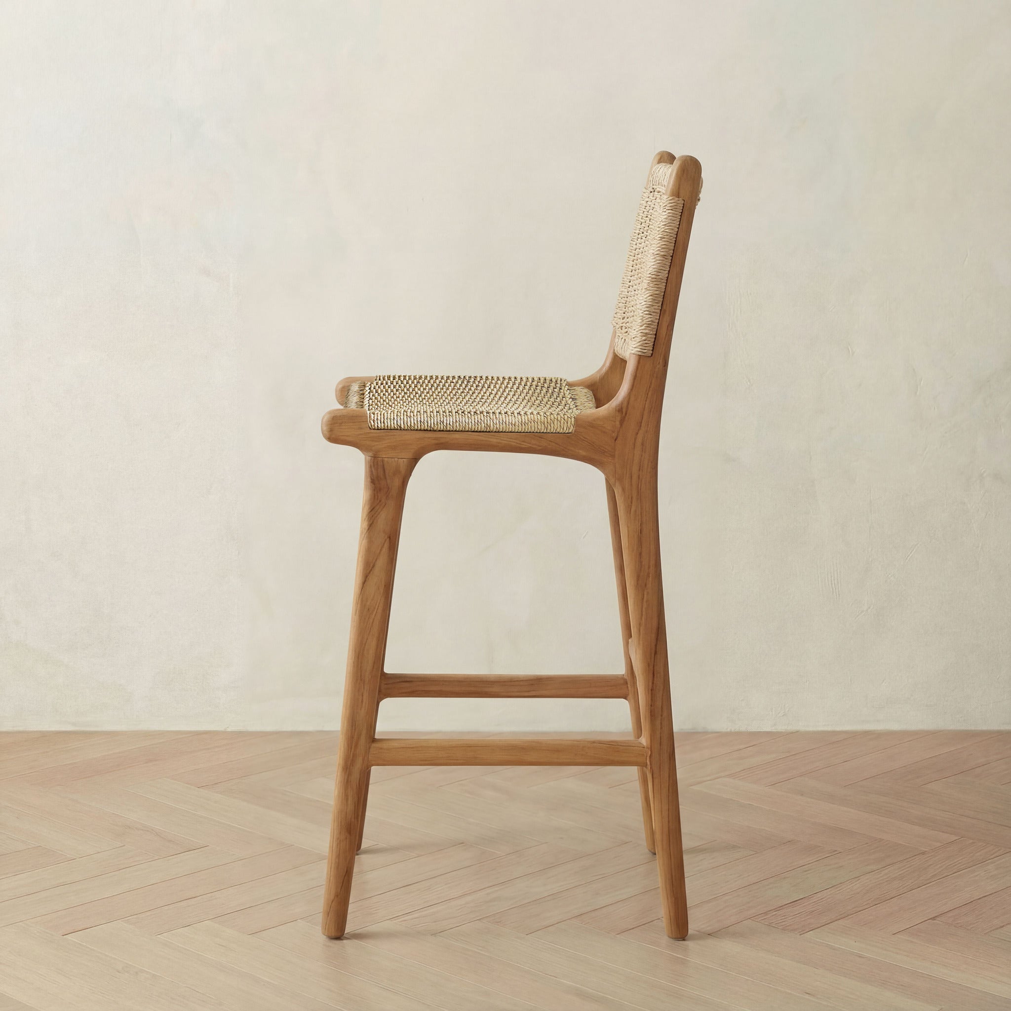 Zara Teak and Rattan Bar Stool