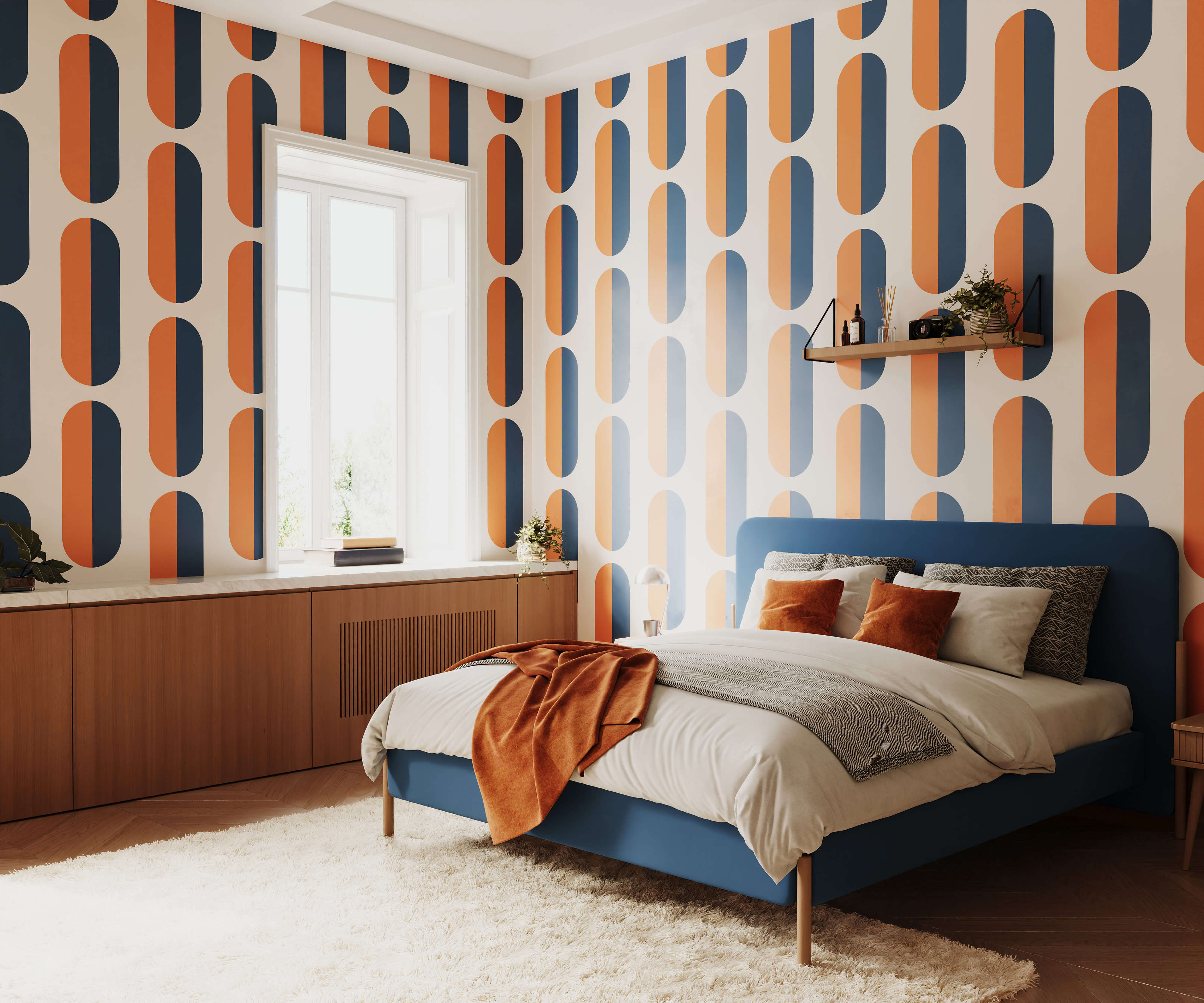 Sherbert Large Pill Shape Geometric Wallpaper