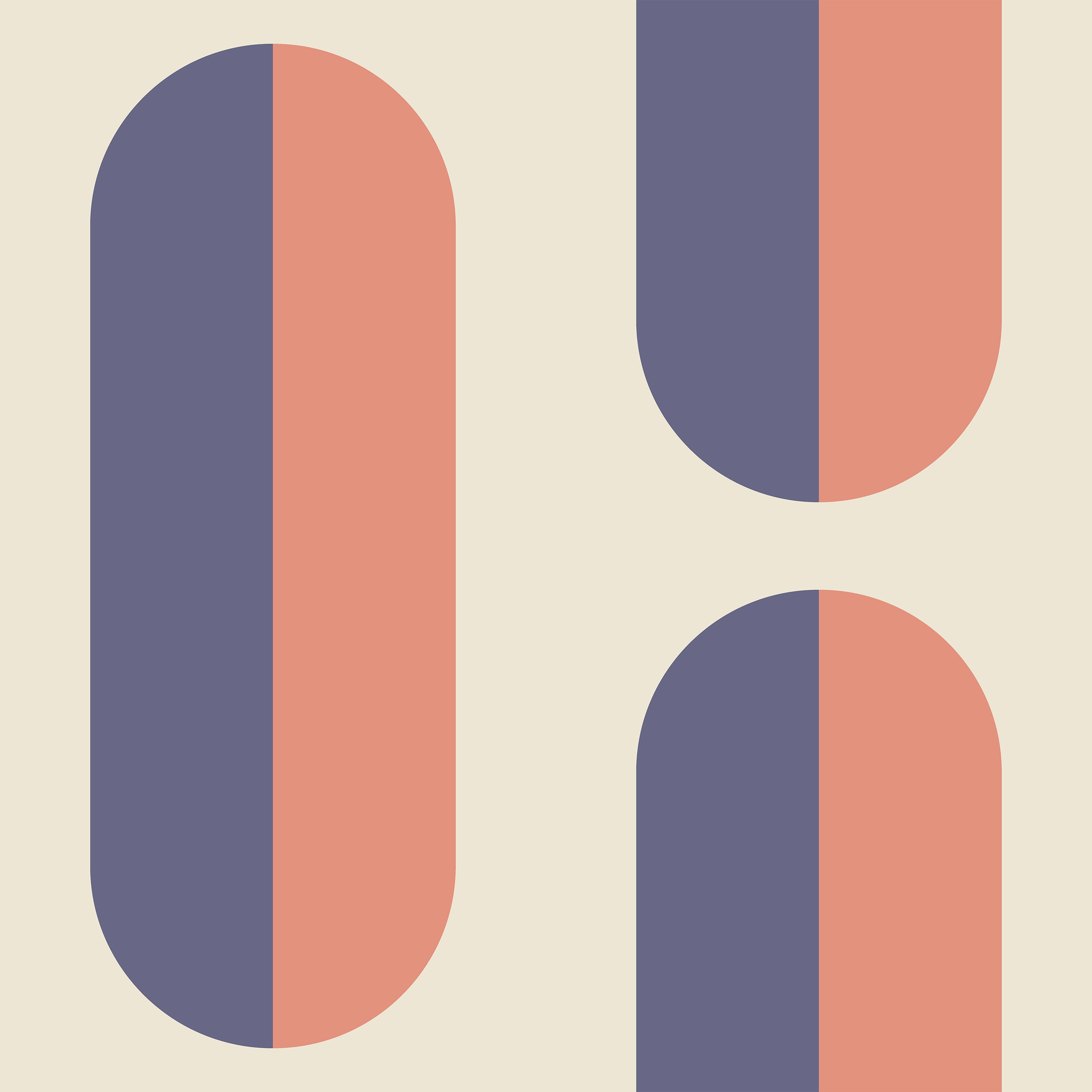 Sherbert Large Pill Shape Geometric Wallpaper