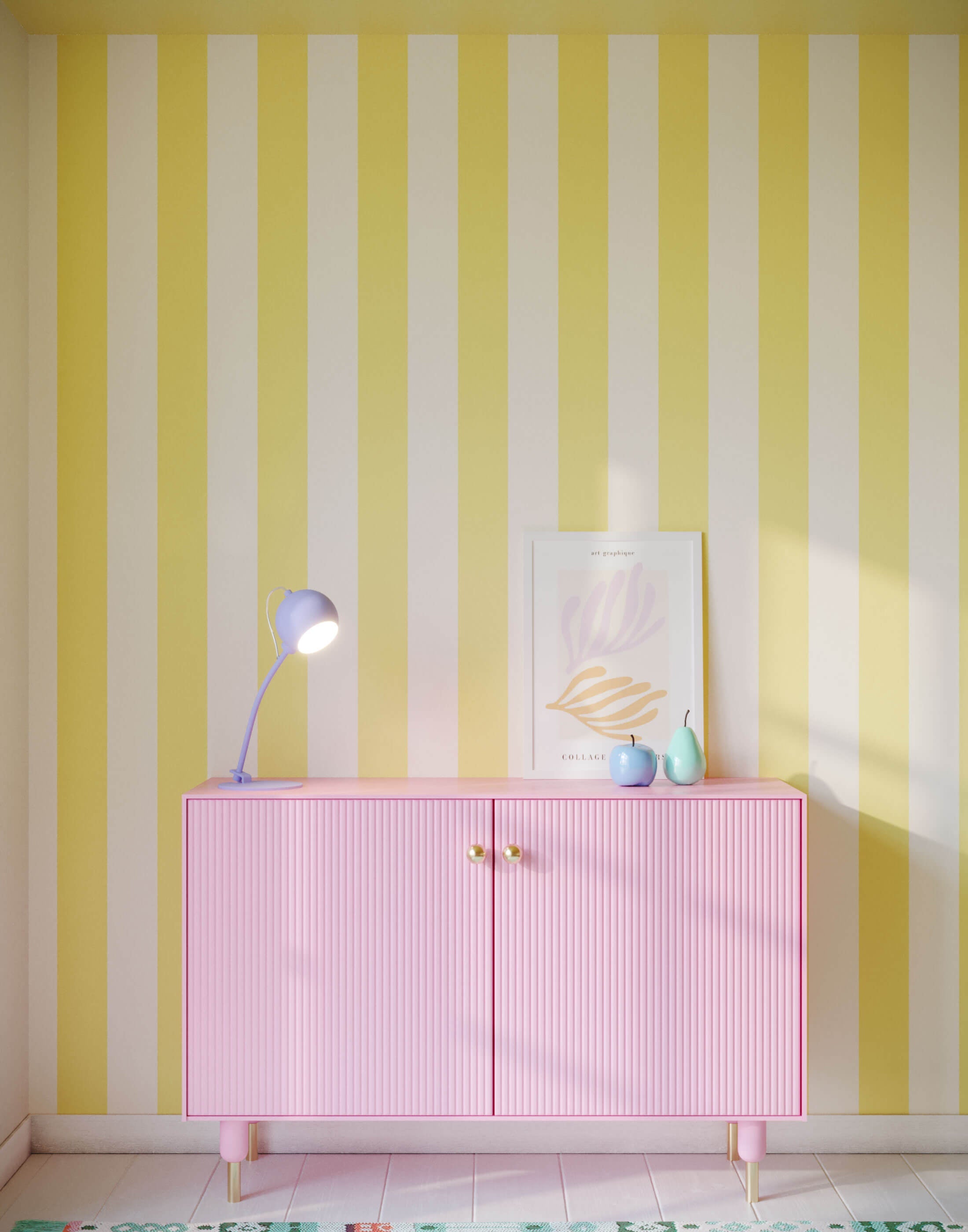 Sorbet Wide Stripe Ice Cream Pastel Wallpaper