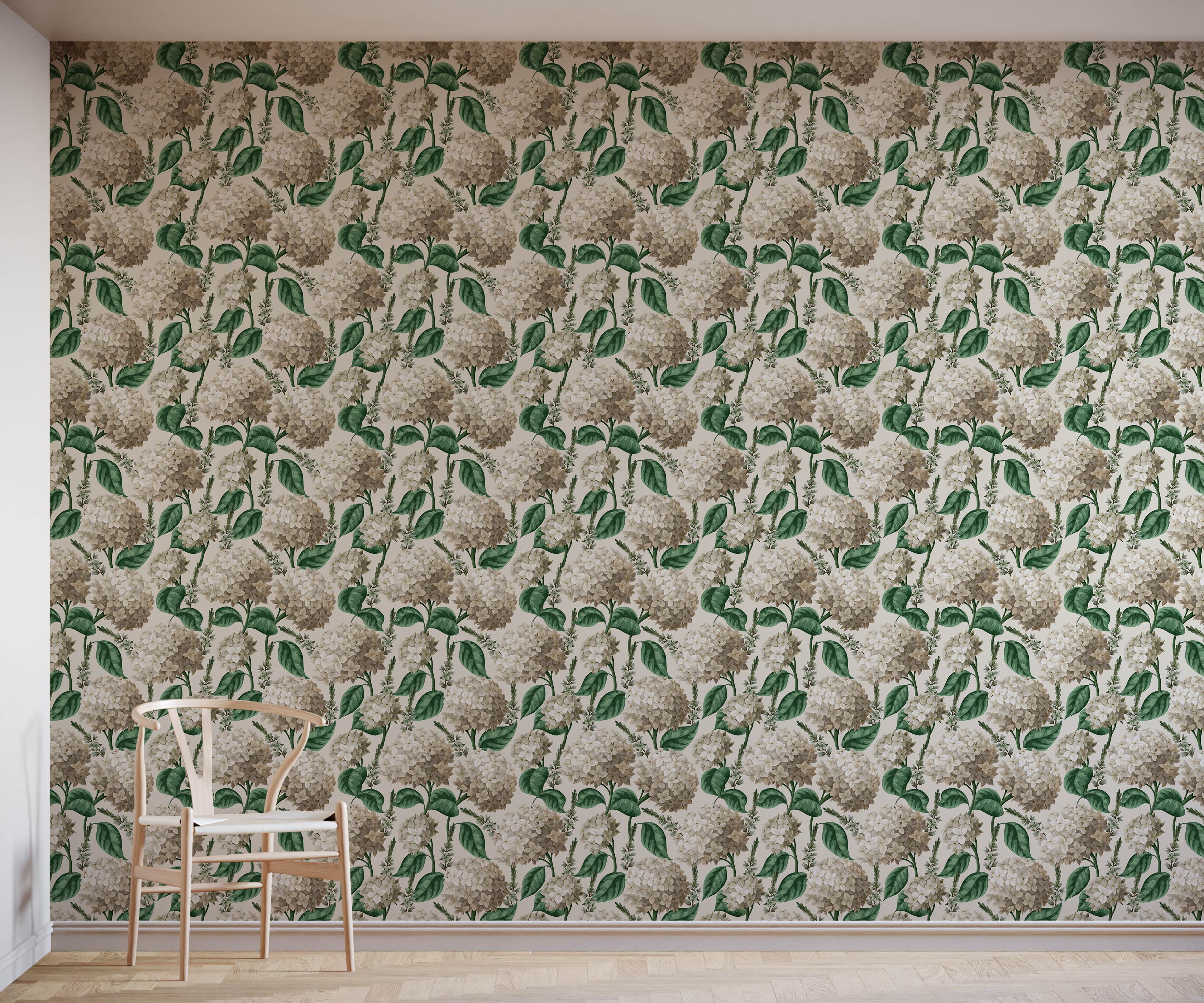 Vedder Hydrangea Floral Wallpaper