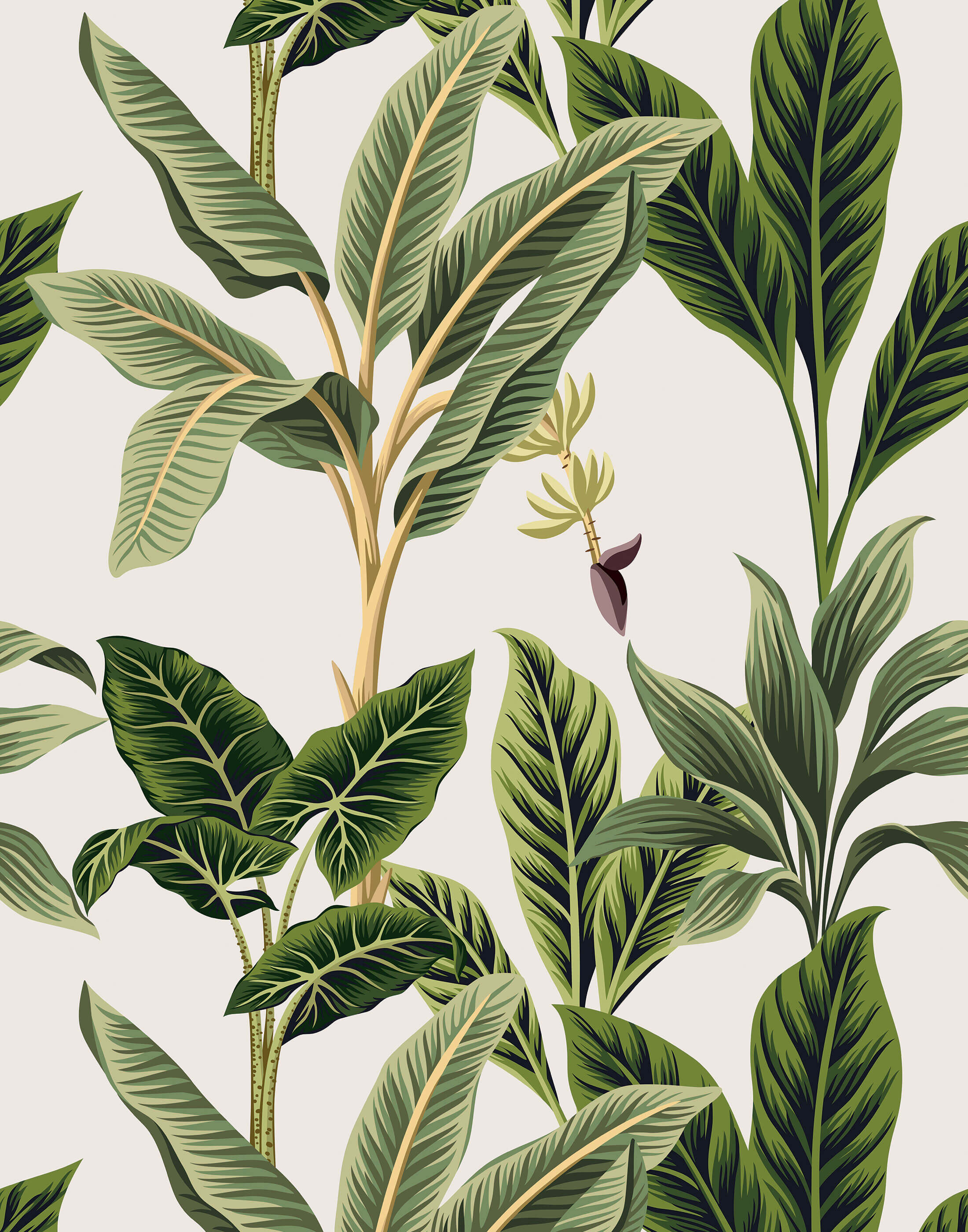 Flora Vintage Tropical Leaves Wallpaper