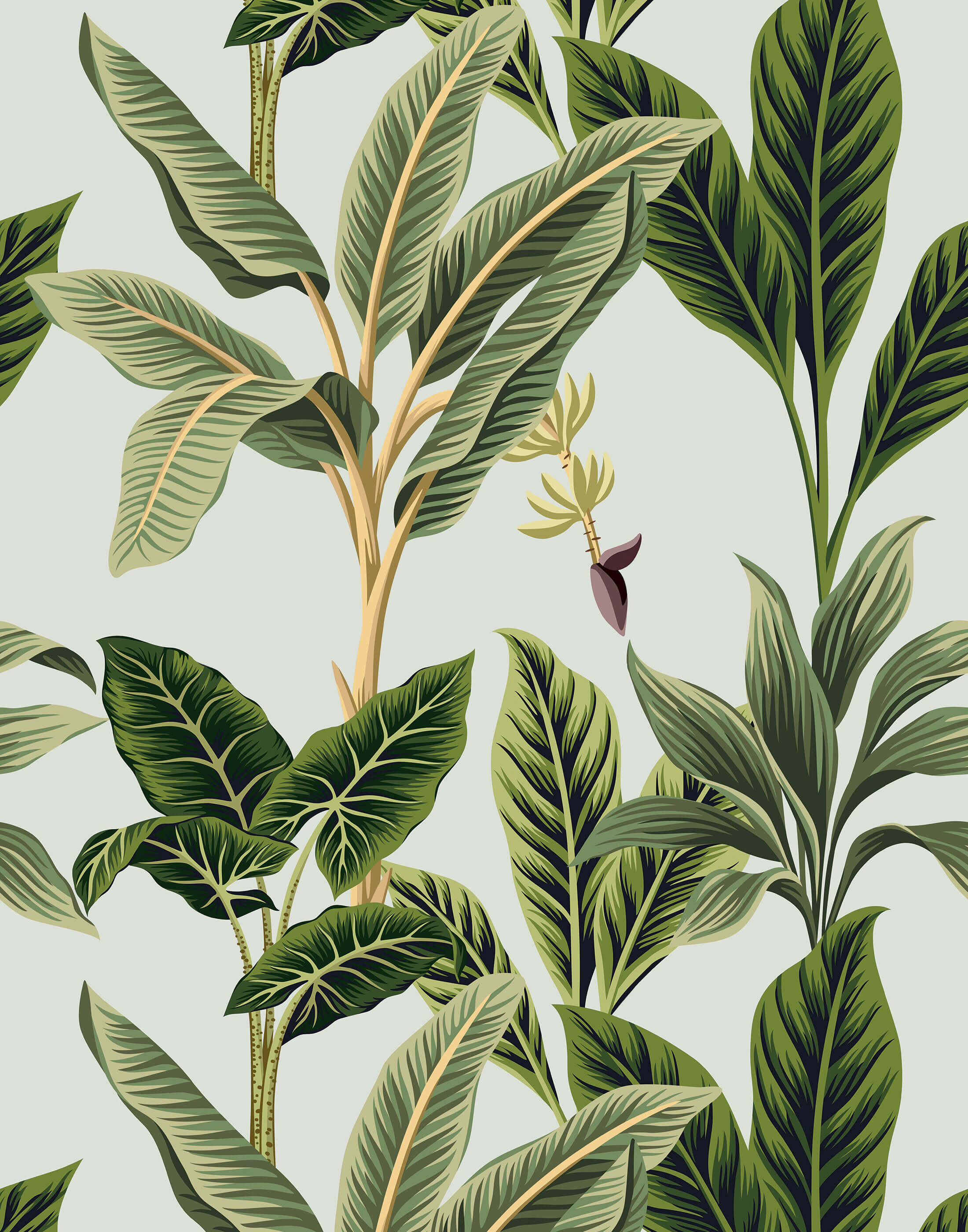 Flora Vintage Tropical Leaves Wallpaper