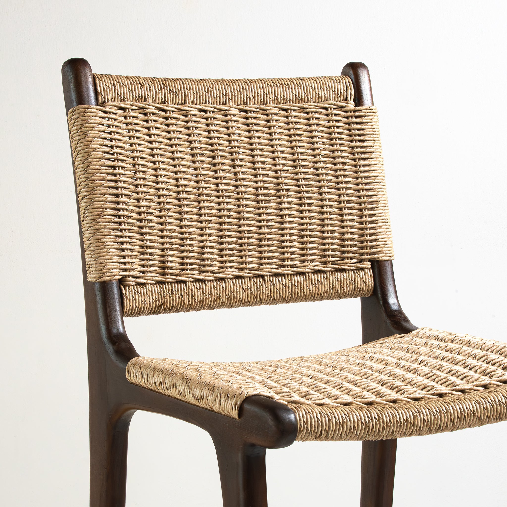Zara Chocolate Teak and Rattan Bar Stool