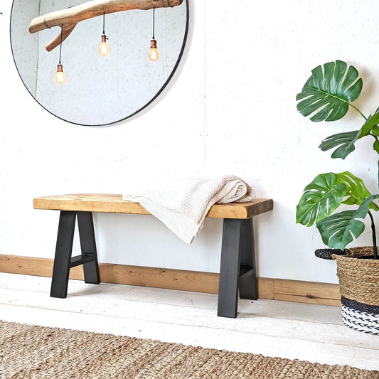 Wooden Hallway Bench with A-Frame Design