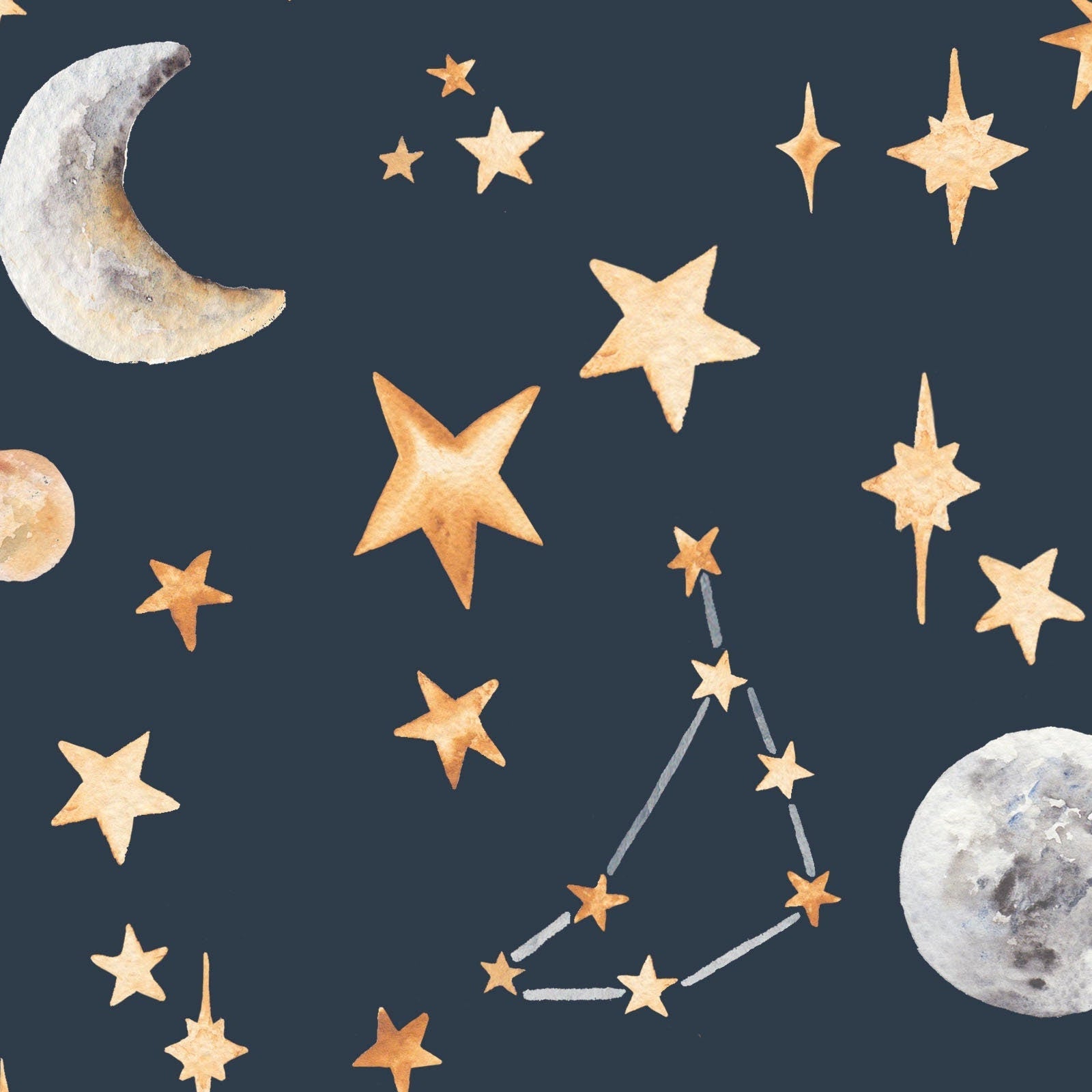 Moon and Stars Children's Wallpaper