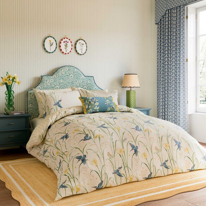 Marshland Inspired Cushion Azure Linen