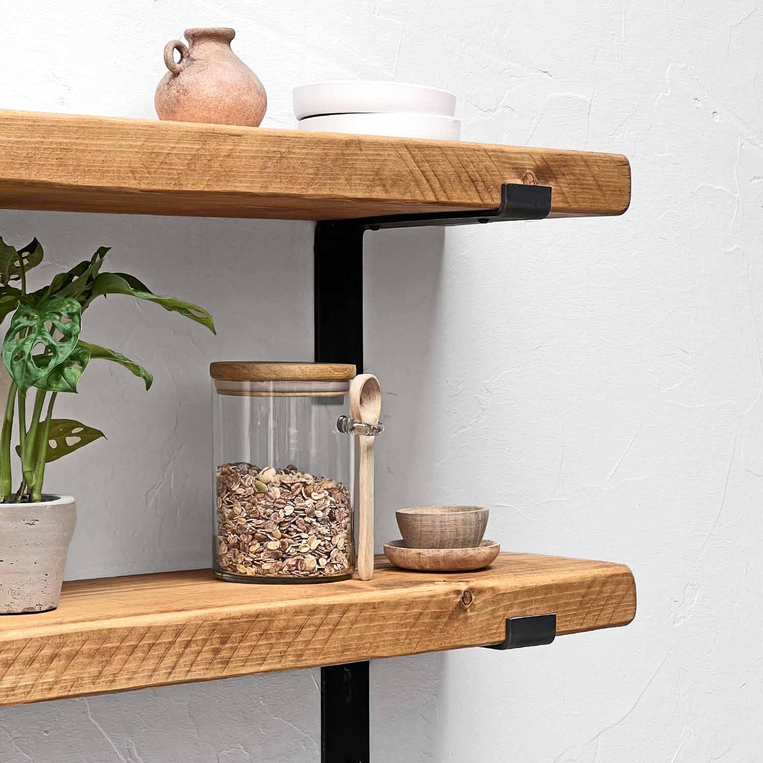 Wooden Shelves with Metal Lipped Bracket