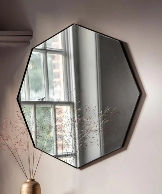 Black framed octagon stylish mirror