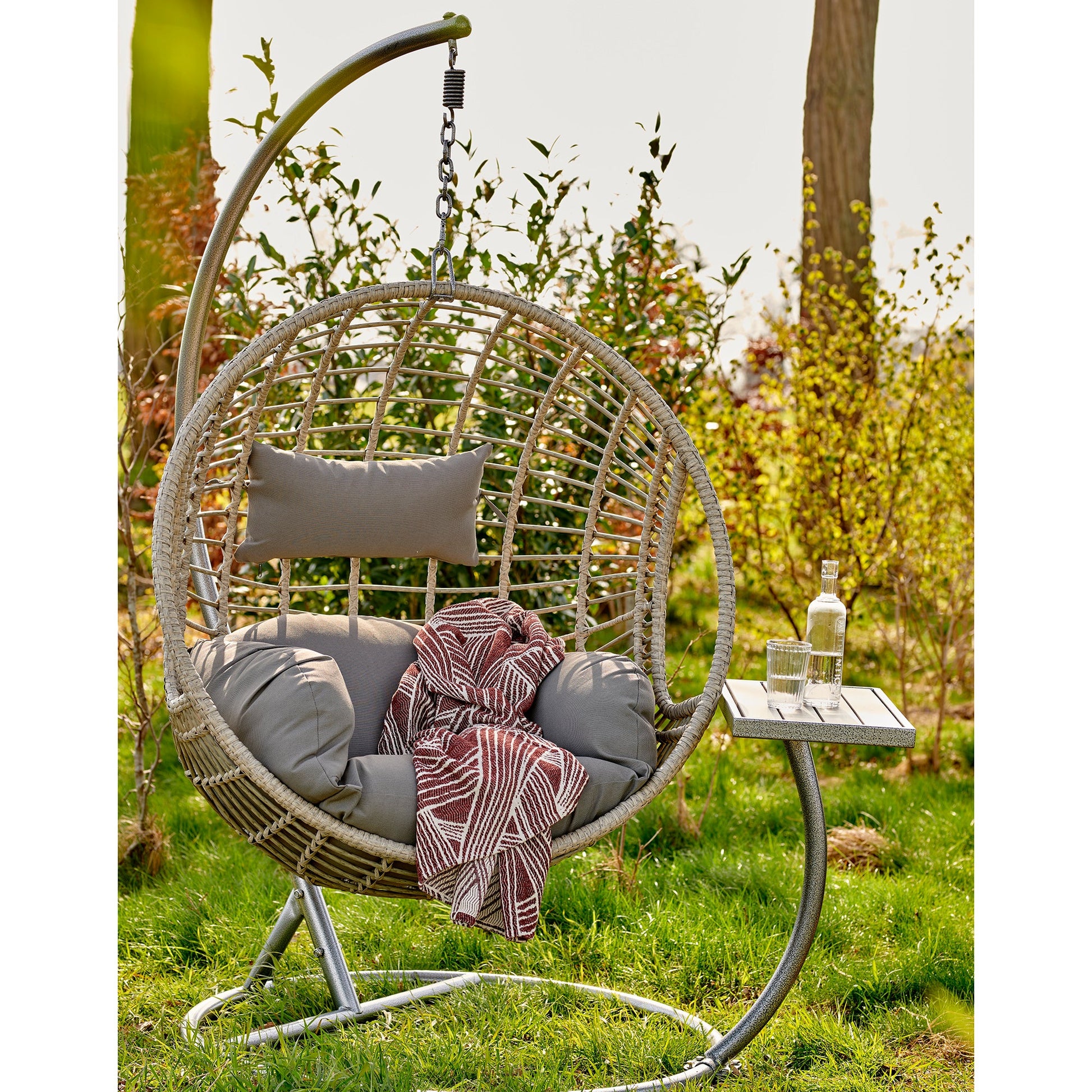 Grey Indoor Hanging Egg Chair for Reading Nook or Cosy Corner