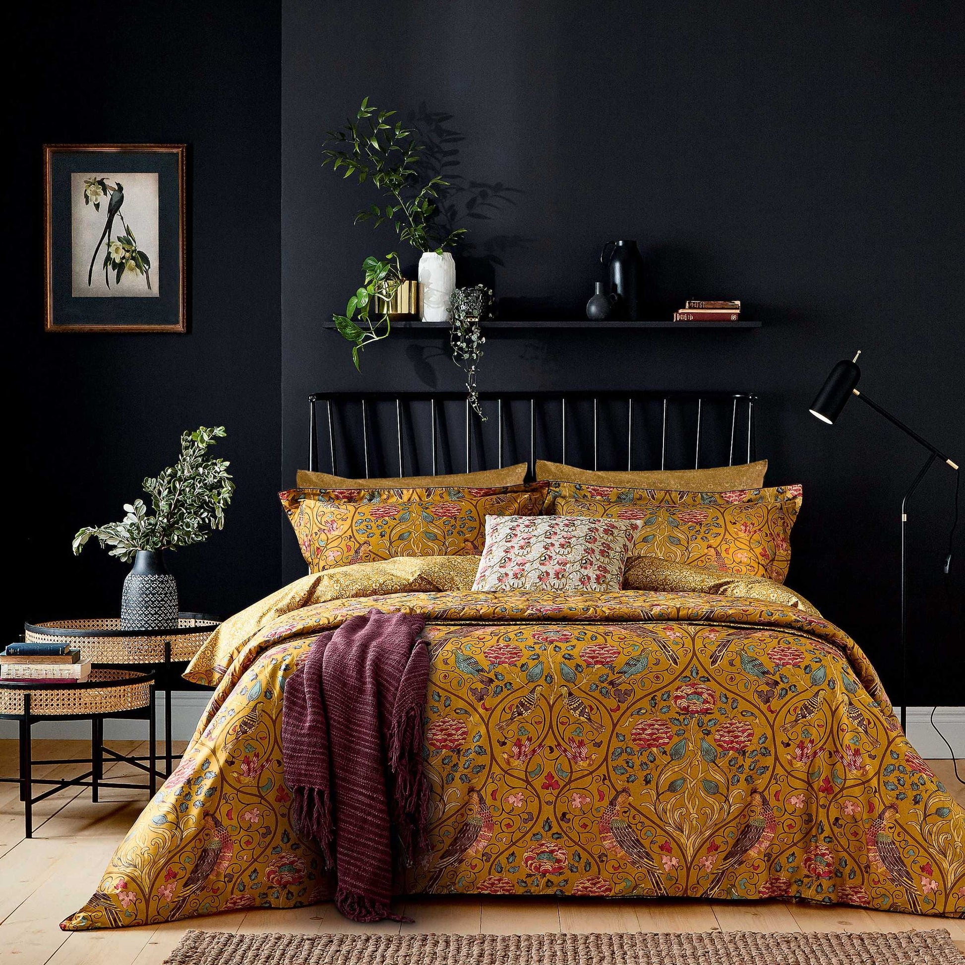 Detailed Print of William Morris Seasons By May Bedding Saffron Yellow