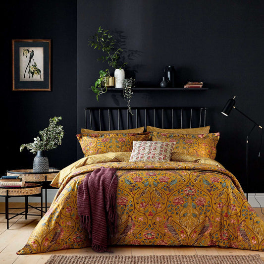 Detailed Print of William Morris Seasons By May Bedding Saffron Yellow
