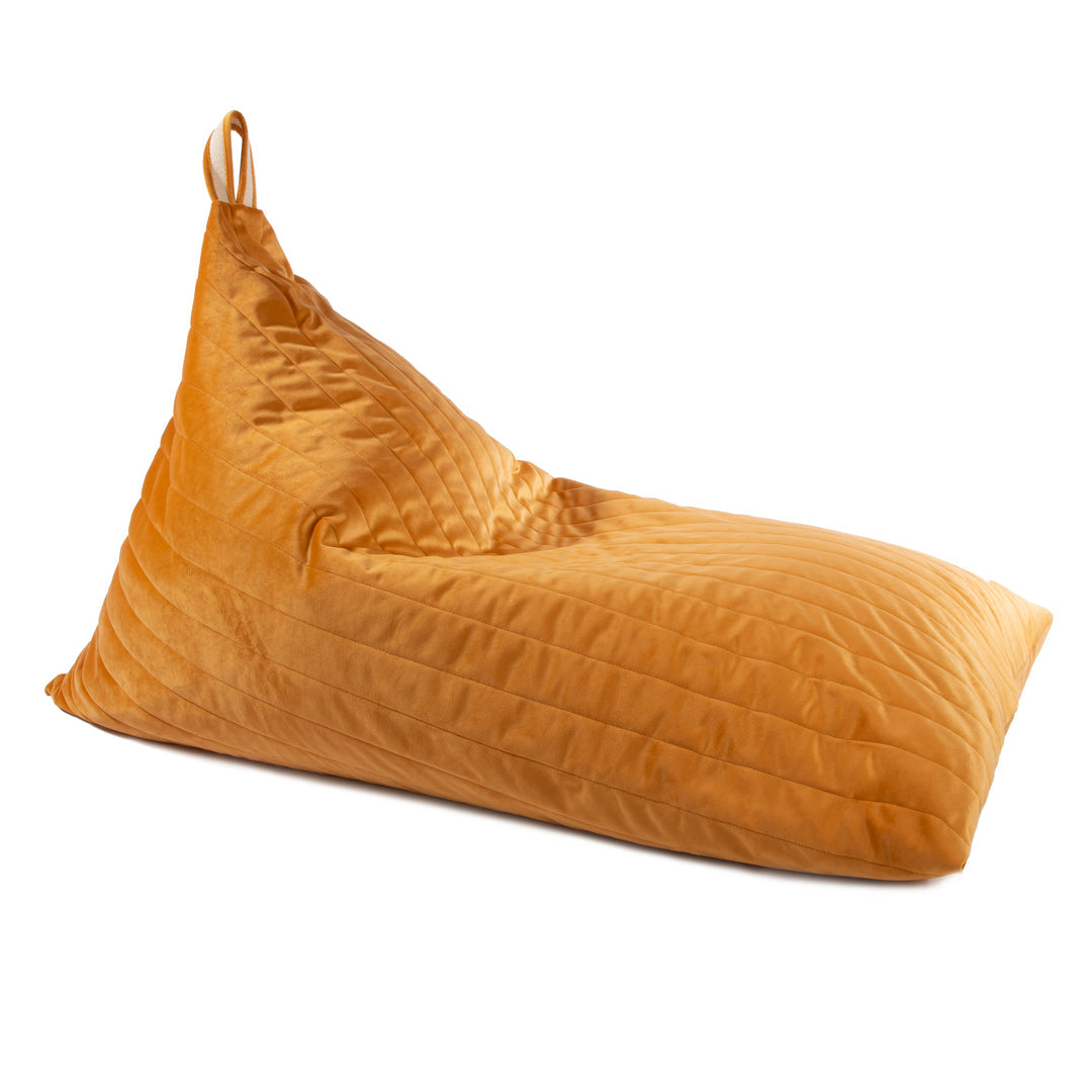 Farniente Yellow Velvet Beanbag by Nobodinoz, adding a cheerful and luxurious touch to any room