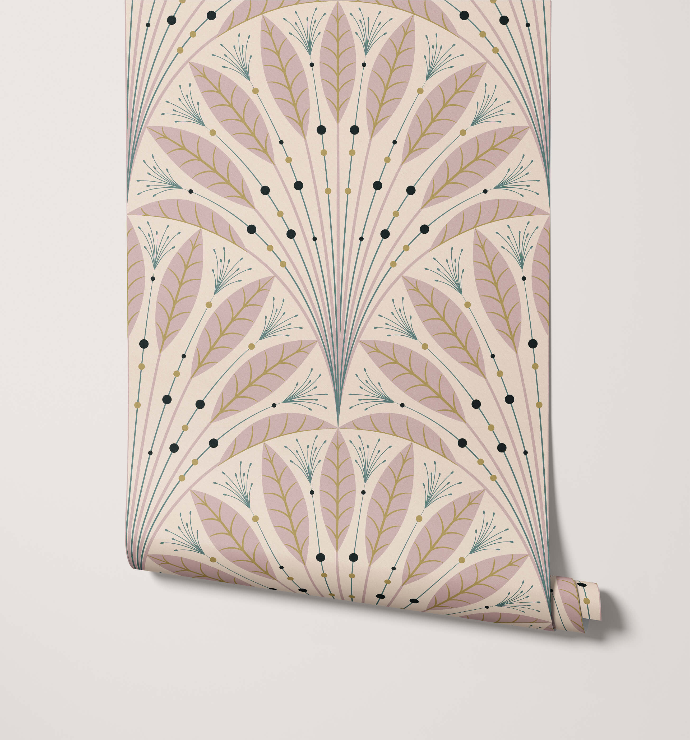 Frond Art Deco Leaf Fan Wallpaper