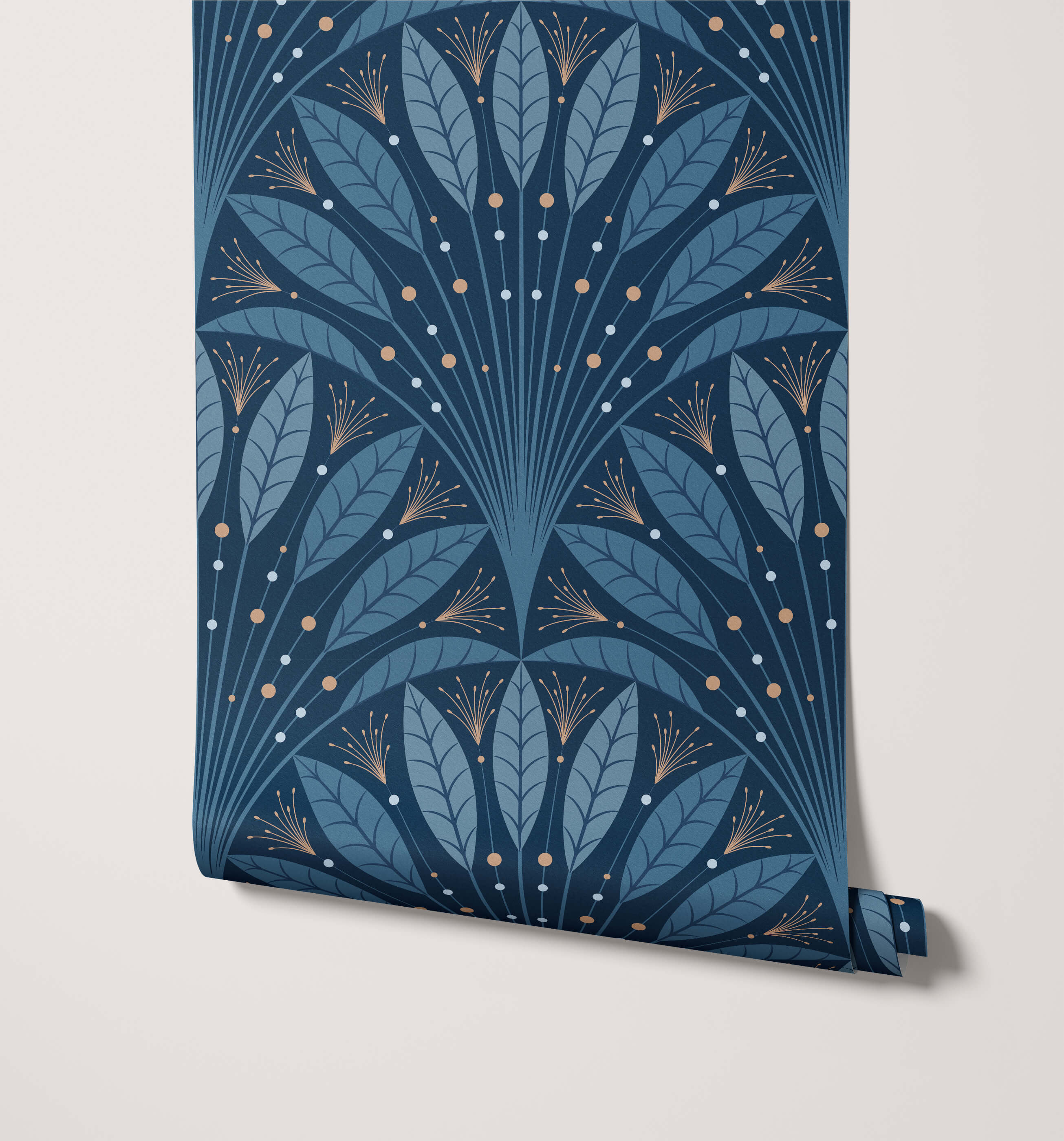 Frond Art Deco Leaf Fan Wallpaper