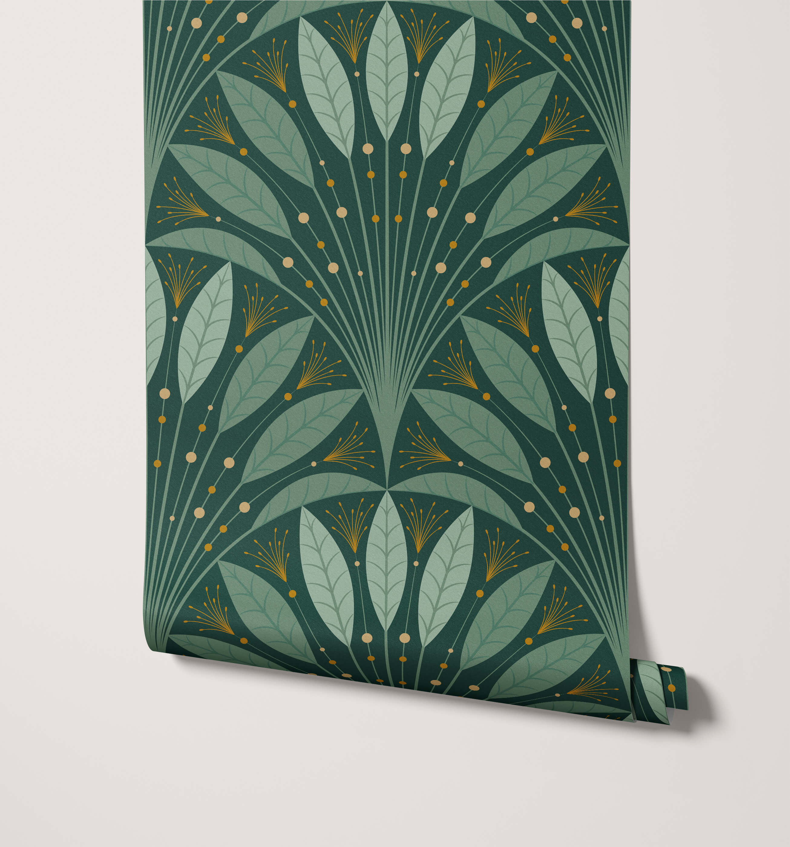 Frond Art Deco Leaf Fan Wallpaper