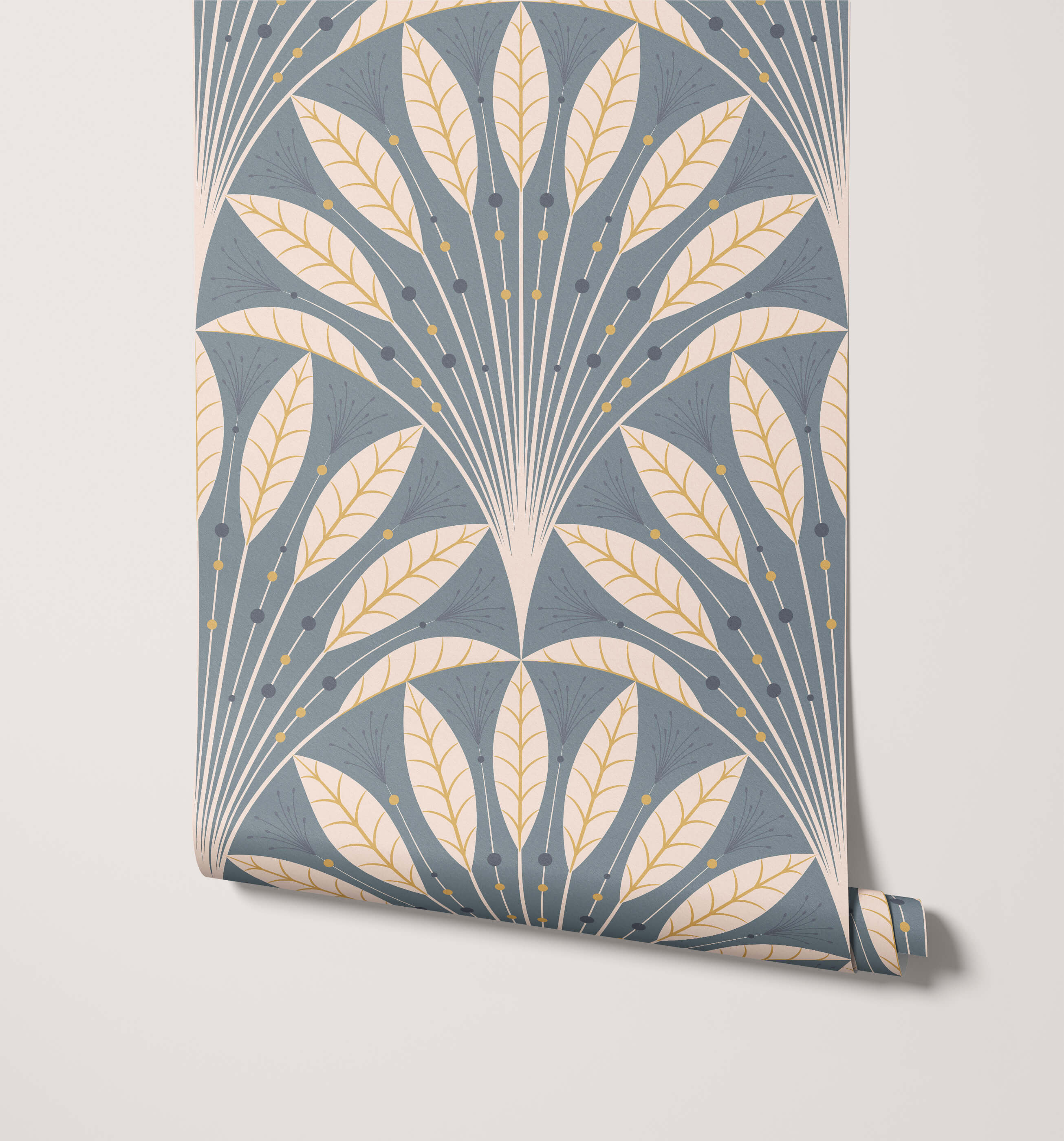 Frond Art Deco Leaf Fan Wallpaper