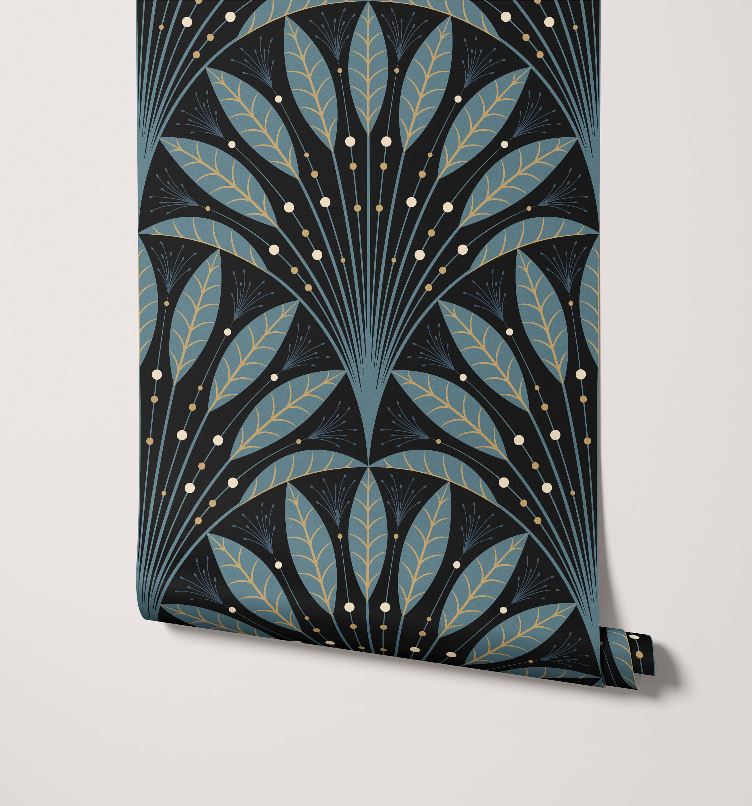 Frond Art Deco Leaf Fan Wallpaper
