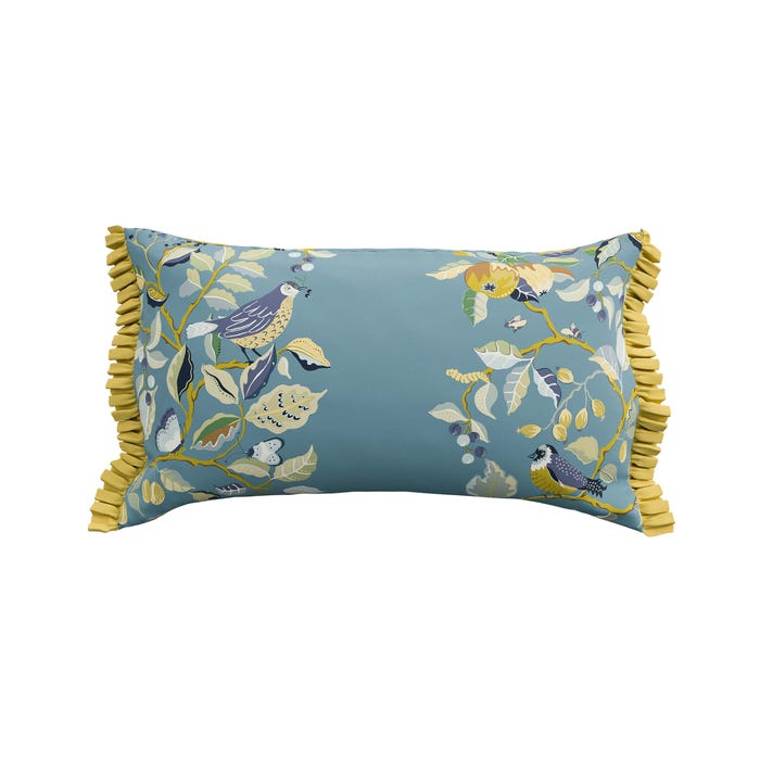 Azure Linen Kingfisher Iris Cushion