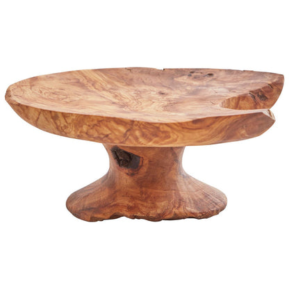 Olive wood cake stand with unique grain pattern