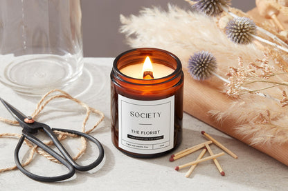 Hand-poured soy wax candle with lily rose jasmine