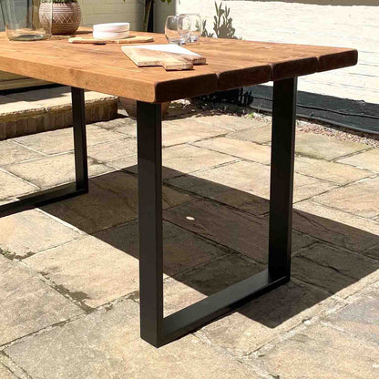 Wooden handcrafted outdoor table and bench set