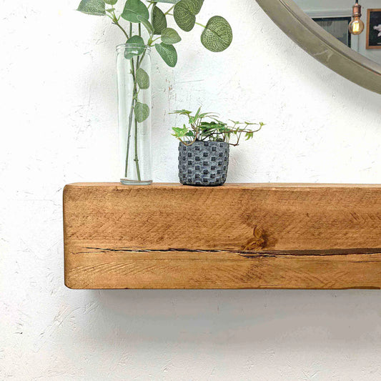 Rustic Wooden Floating Mantel
