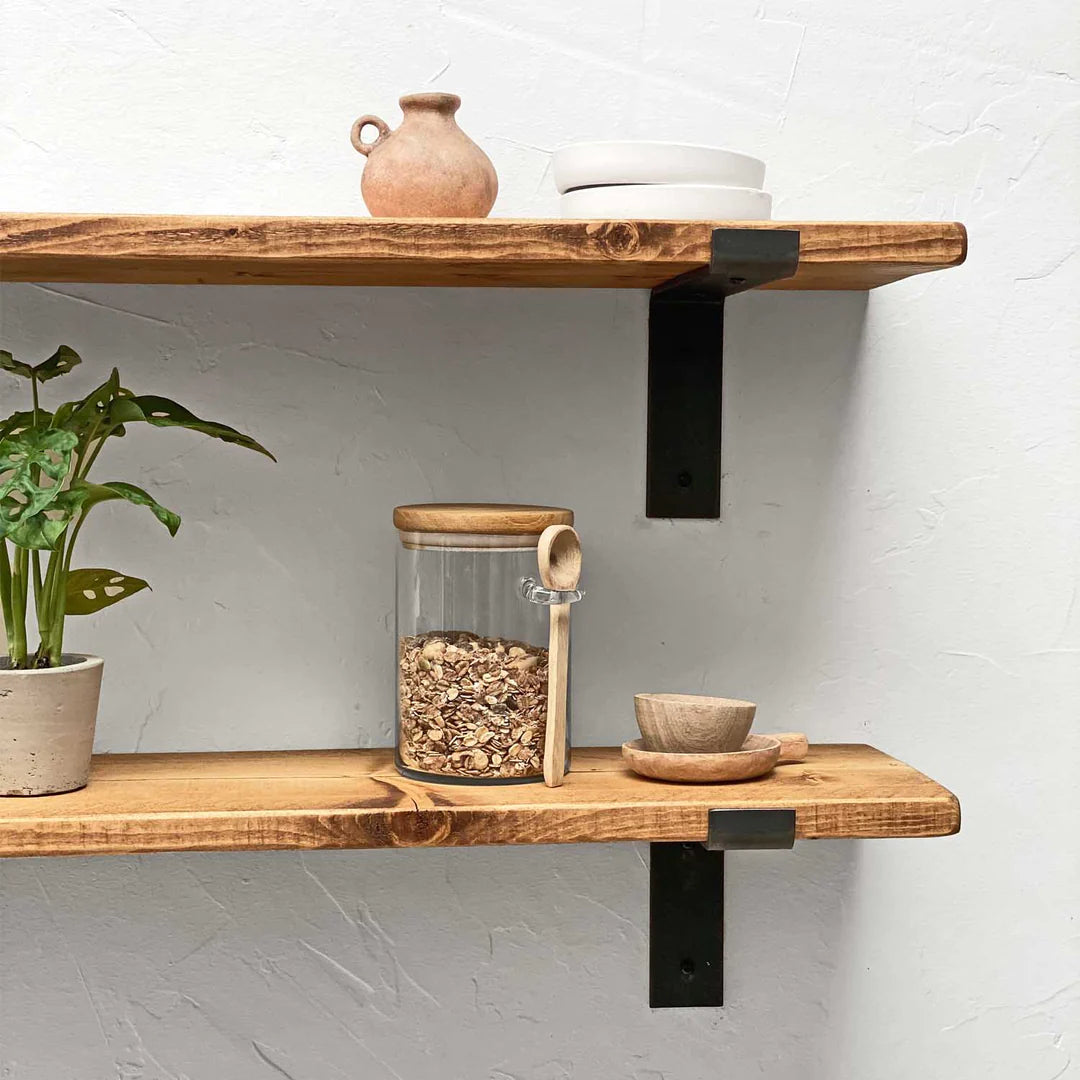 Rustic Wooden Thin Shelf and Brackets