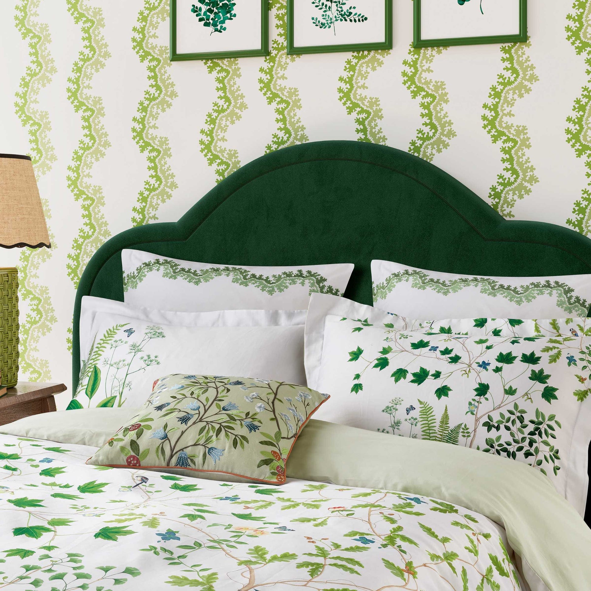 Sanderson Sycamore & Oak duvet cover set botanical green pillowcases