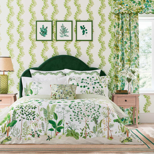 Sanderson Sycamore & Oak duvet cover set botanical green bedroom