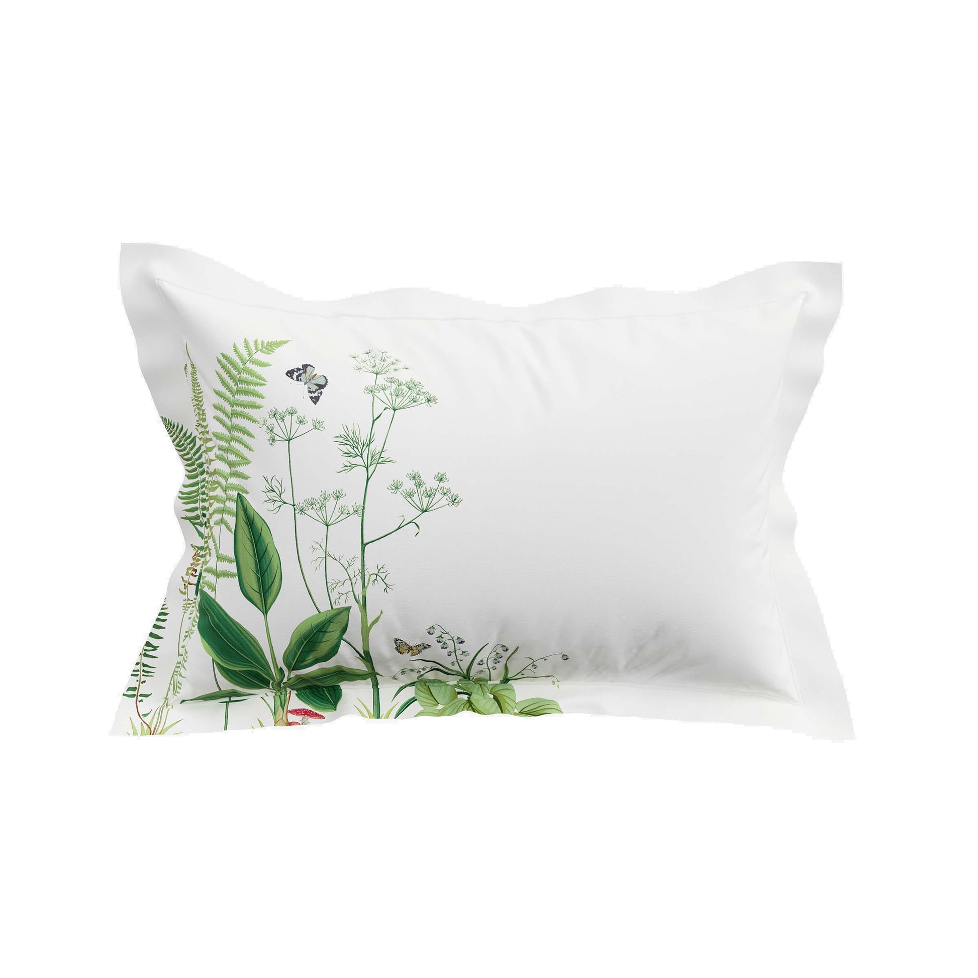 Sanderson Sycamore & Oak duvet cover set botanical green on white bed