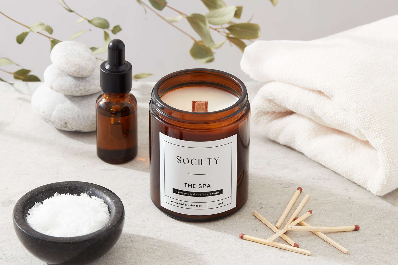 Eco-friendly spa candle in glass jar