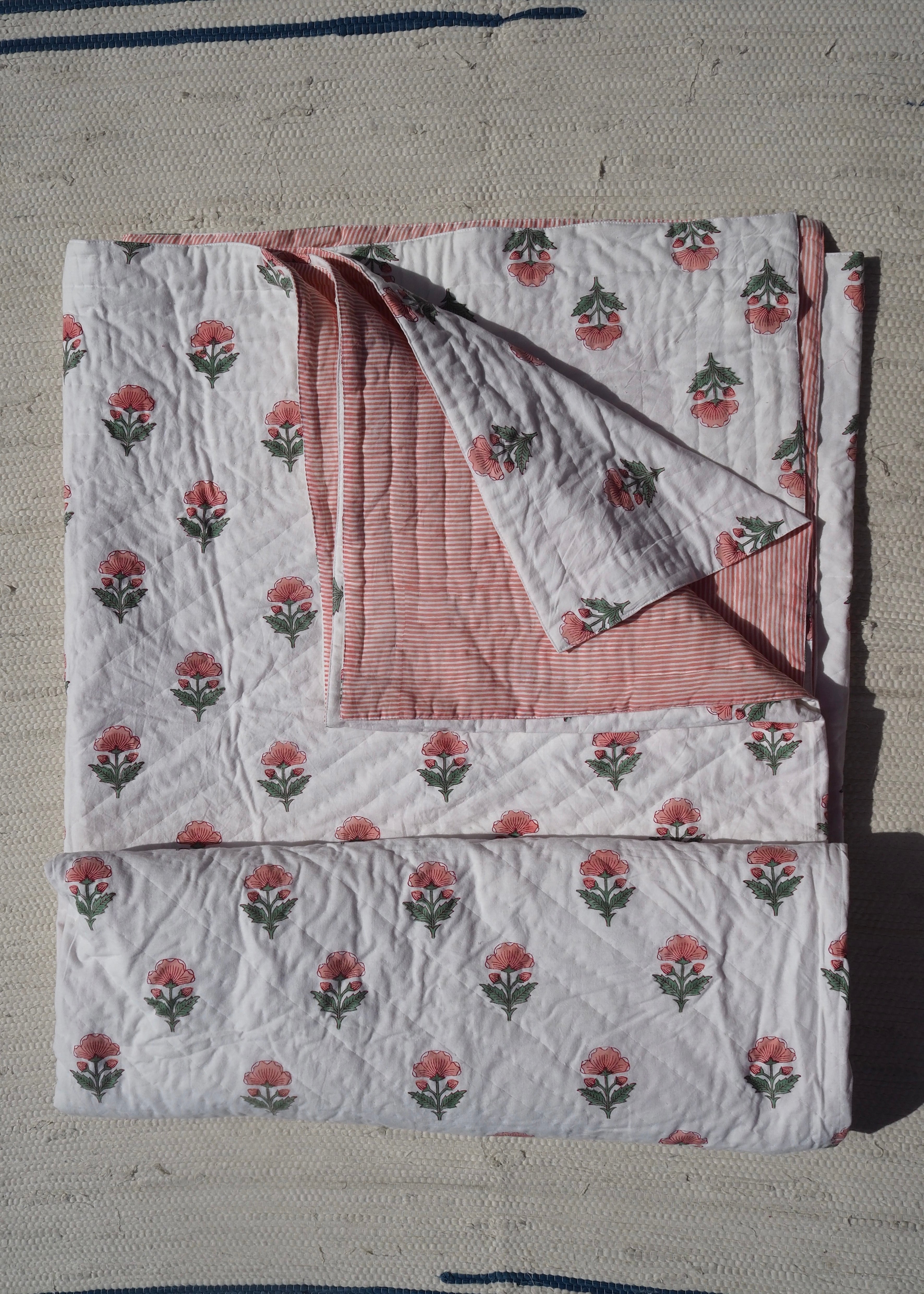 Pink Floral Summer Pique Bed Quilt