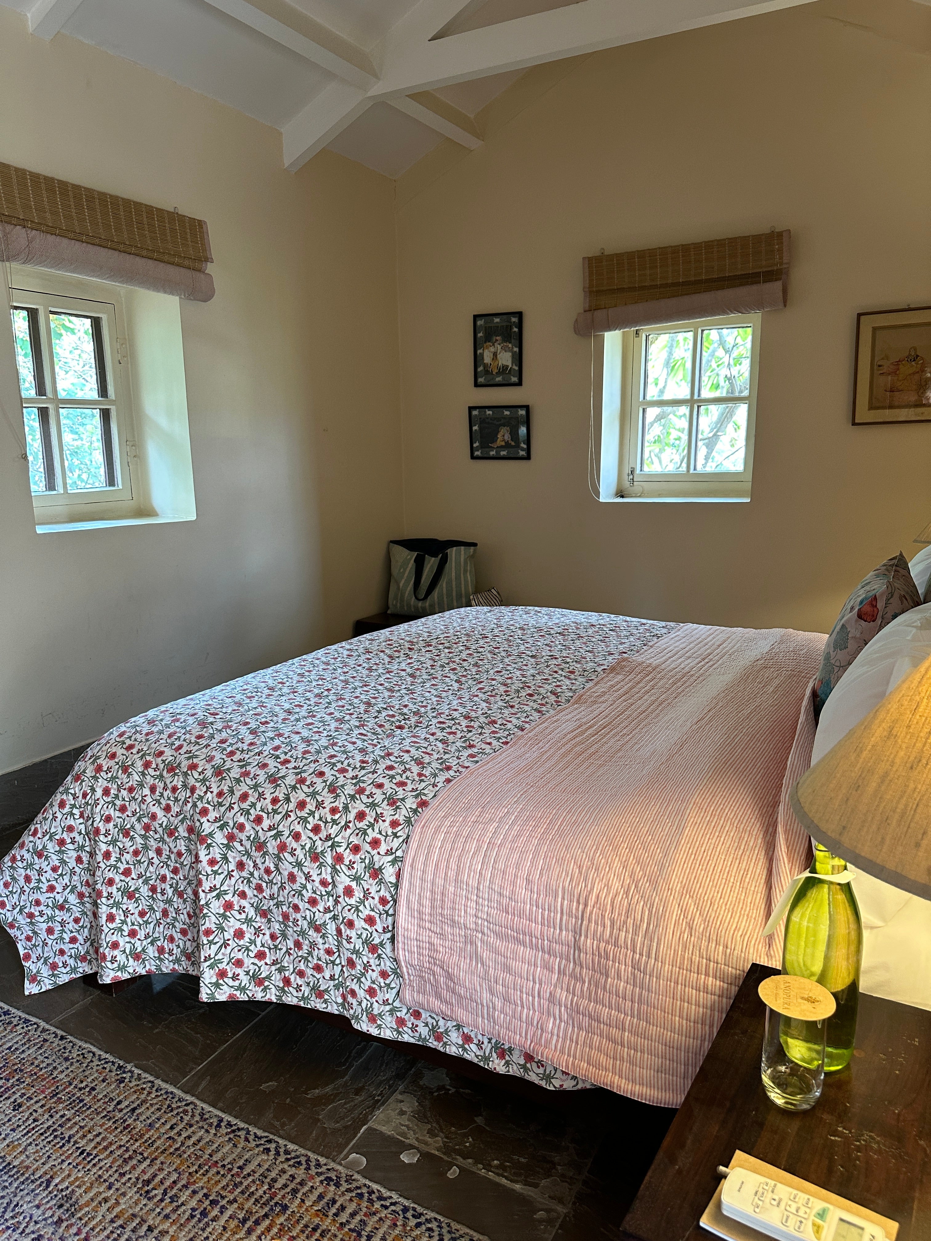 Red Floral Summer Pique Bed Quilt