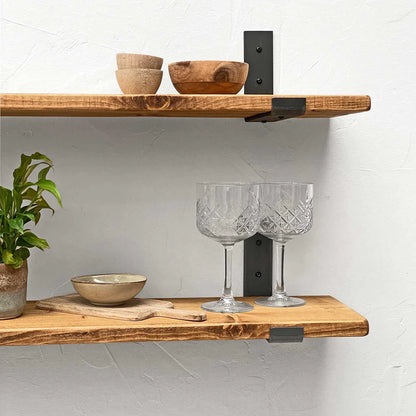 Rustic Wooden Shelves with Brackets