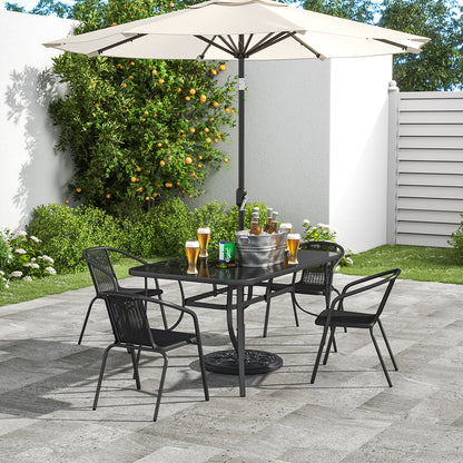 Tempered Glass Table Plastic Chairs Outdoor