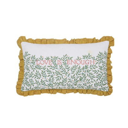 William Morris Love is Enough cushion evergreen closeup